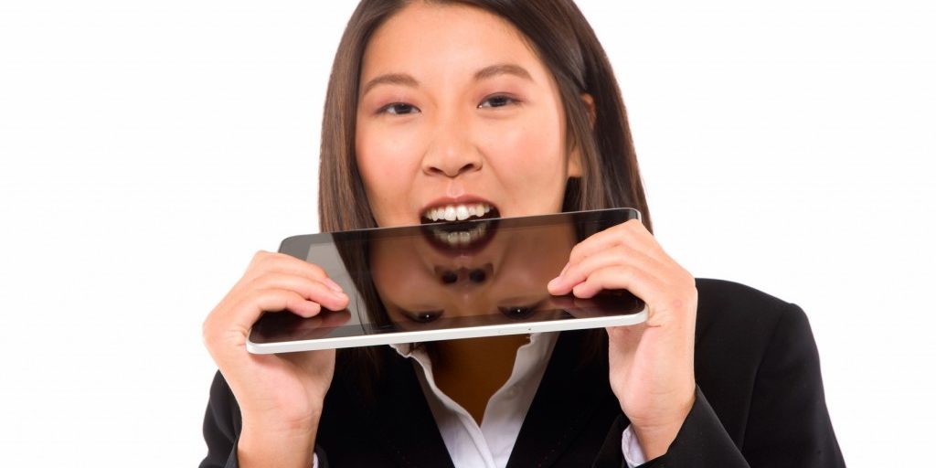 asian businesswoman with tablet